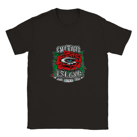 EYE OF THE  ROSE LOGO red front print T Shirt
