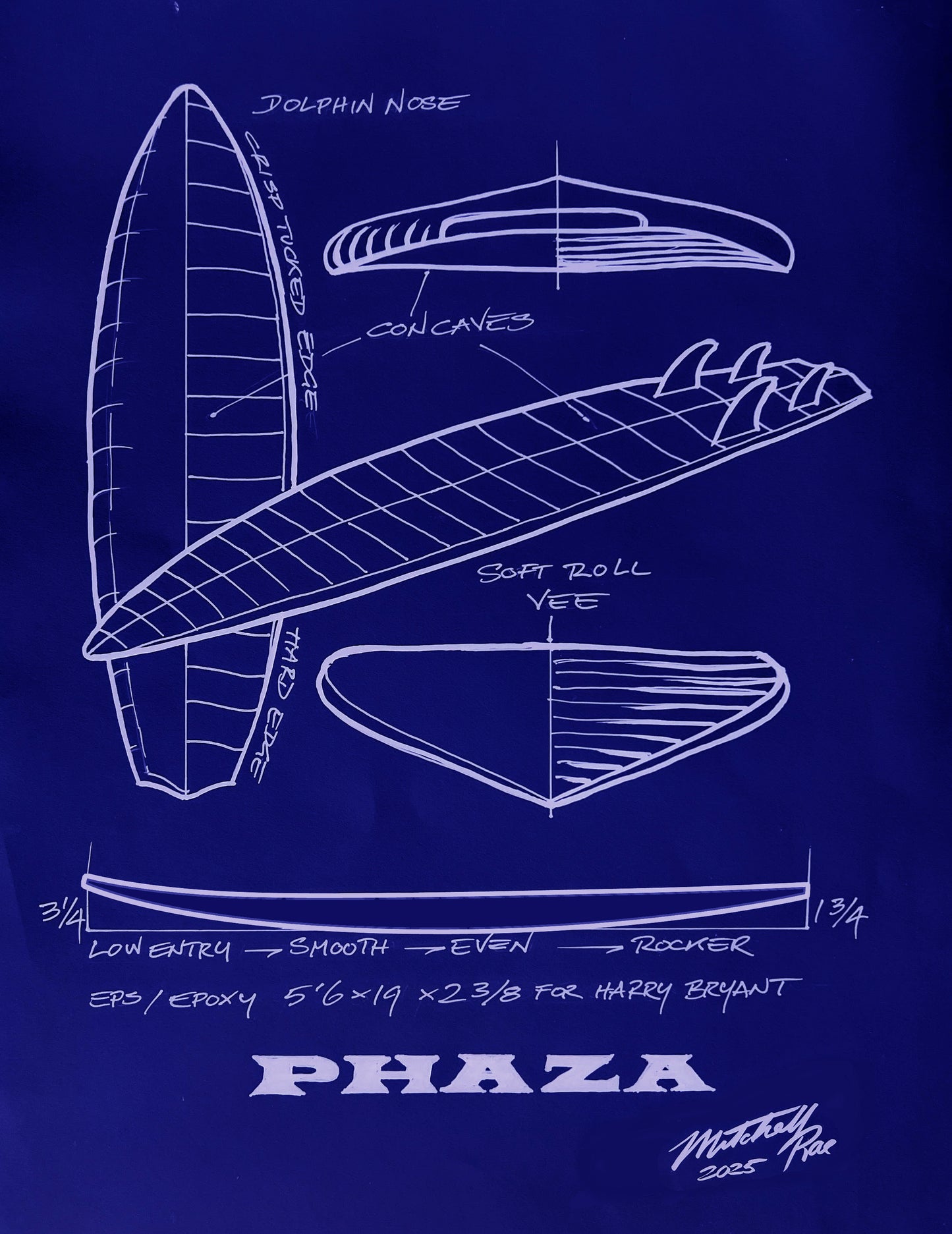 Phaza 5'8 x 20 1/4 x 2 9/16 -33L / Futures -  4 Fin