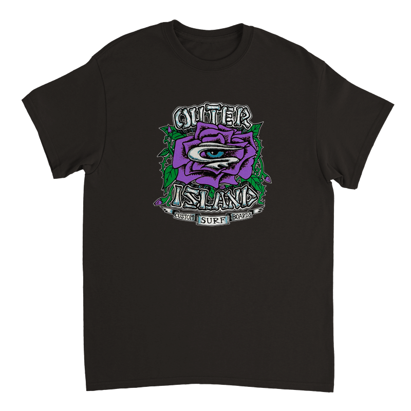 EYE OF THE  ROSE LOGO purple front print T Shirt